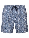 Spodnie kapielowe krotkie poliester wzorzyste WB900 - White-Navy-Leaf