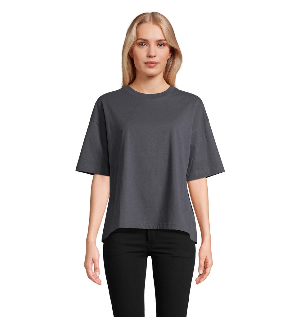 BOXY WOMEN T-SHIRT OVERSIZE S03807-MU - Mysi Szary