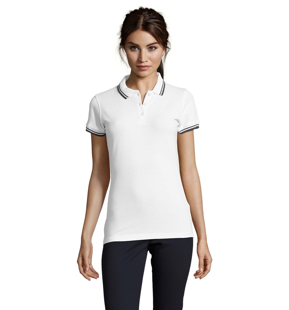 PASADENA damskie polo 200g S00578-NW - Bialy/Navy