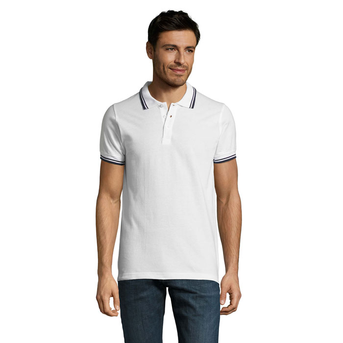 PASADENA MĘSKA POLO S00577-NW - Biały/Navy