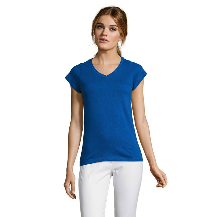 MOON Damski T-SHIRT 150g S11388-RB - Niebieski
