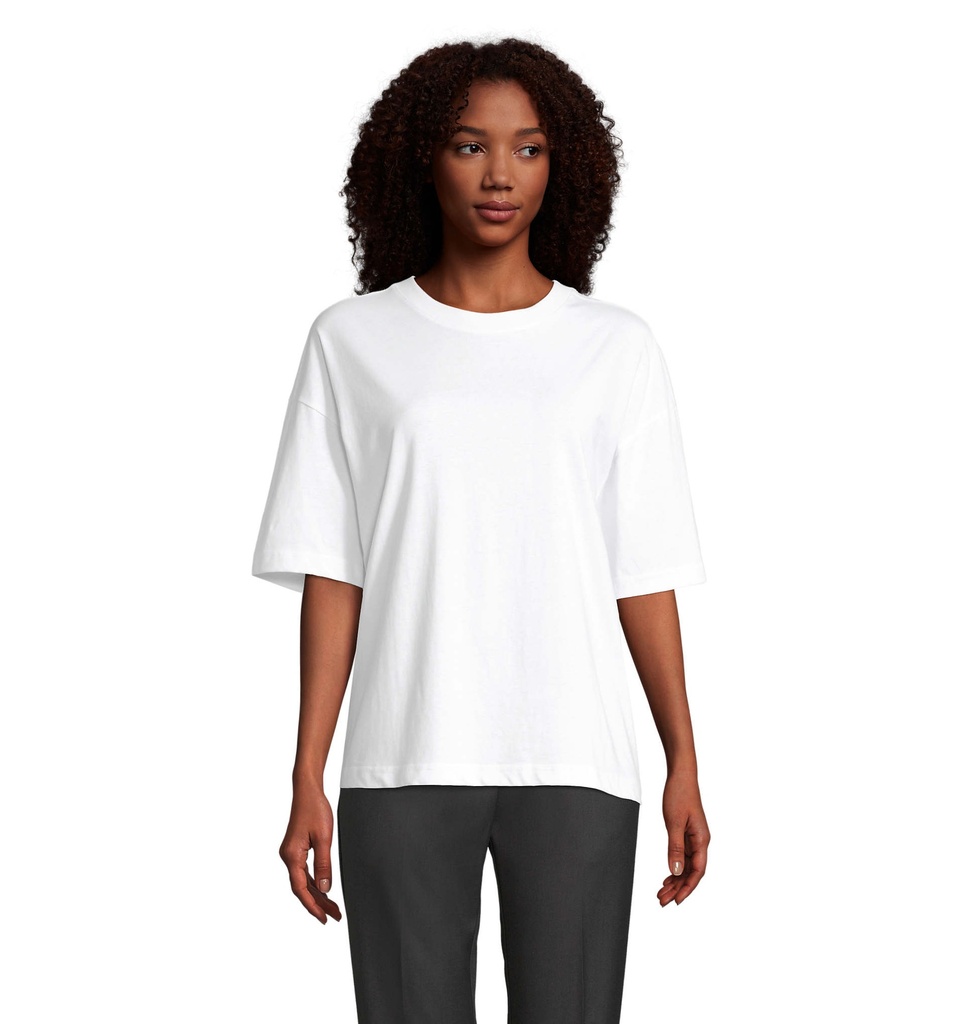 BOXY WOMEN T-SHIRT OVERSIZE - Bialy