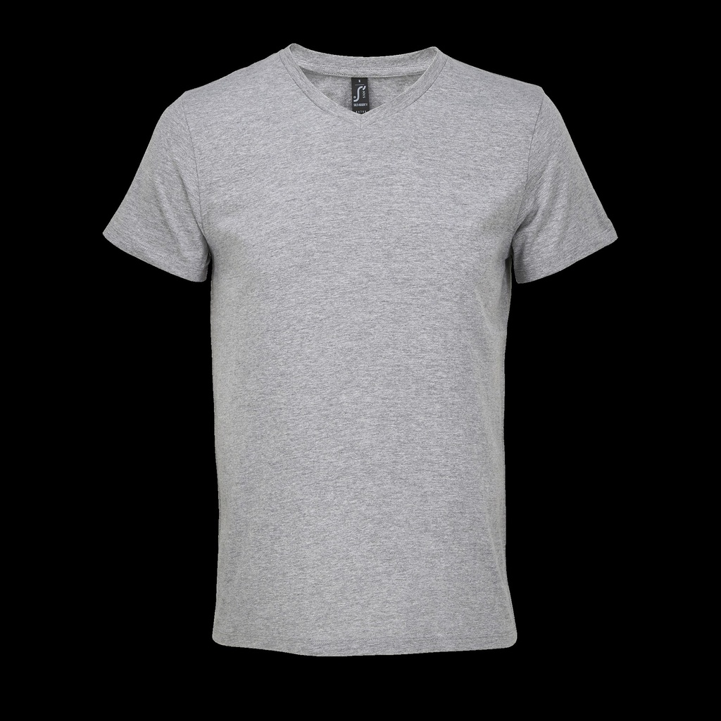 REGENT V  V-NECK T-SHIRT S04765-GM - Szary Melanż