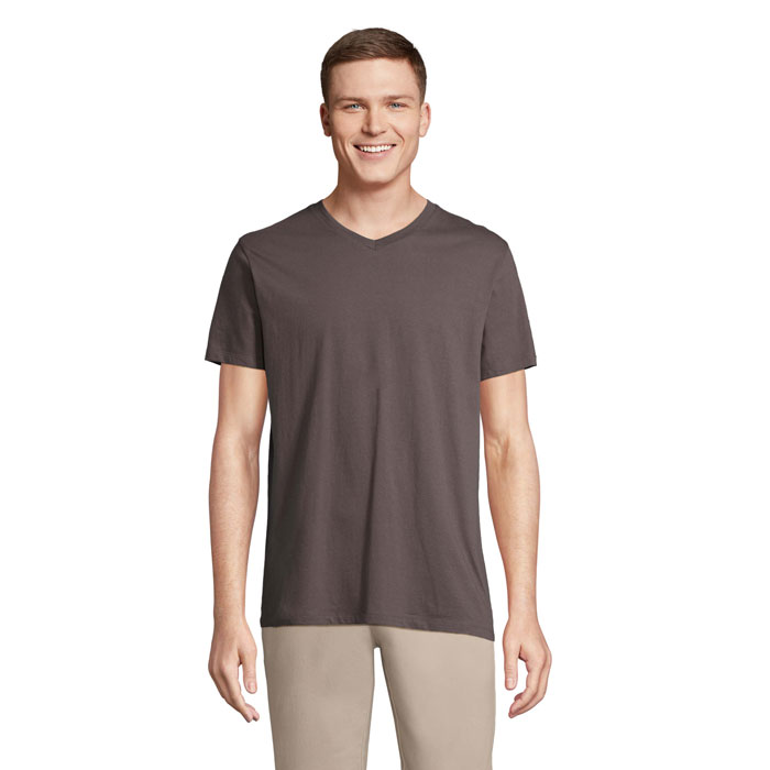 REGENT V  V-NECK T-SHIRT S04765-DG - Ciemny Szary