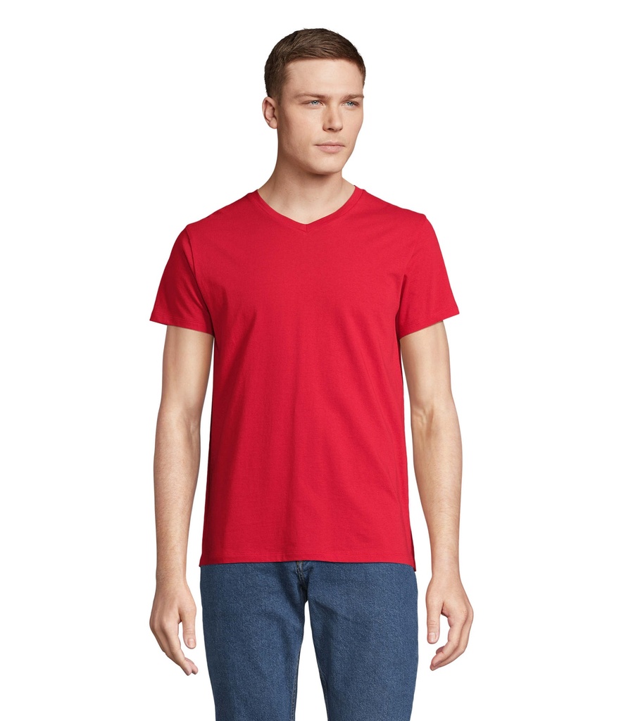 REGENT V  V-NECK T-SHIRT S04765-RD - Czerwony
