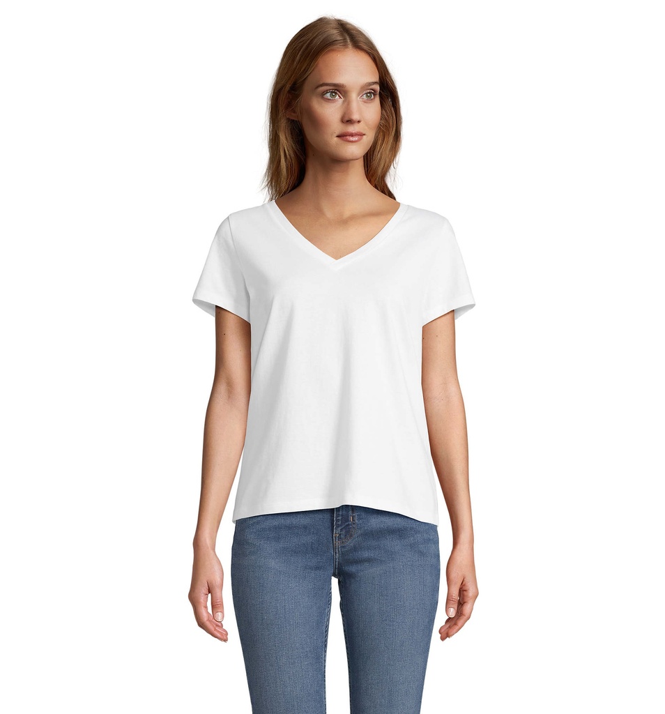 REGENT V T-SHIRT WOMEN S04766-WH - Bialy