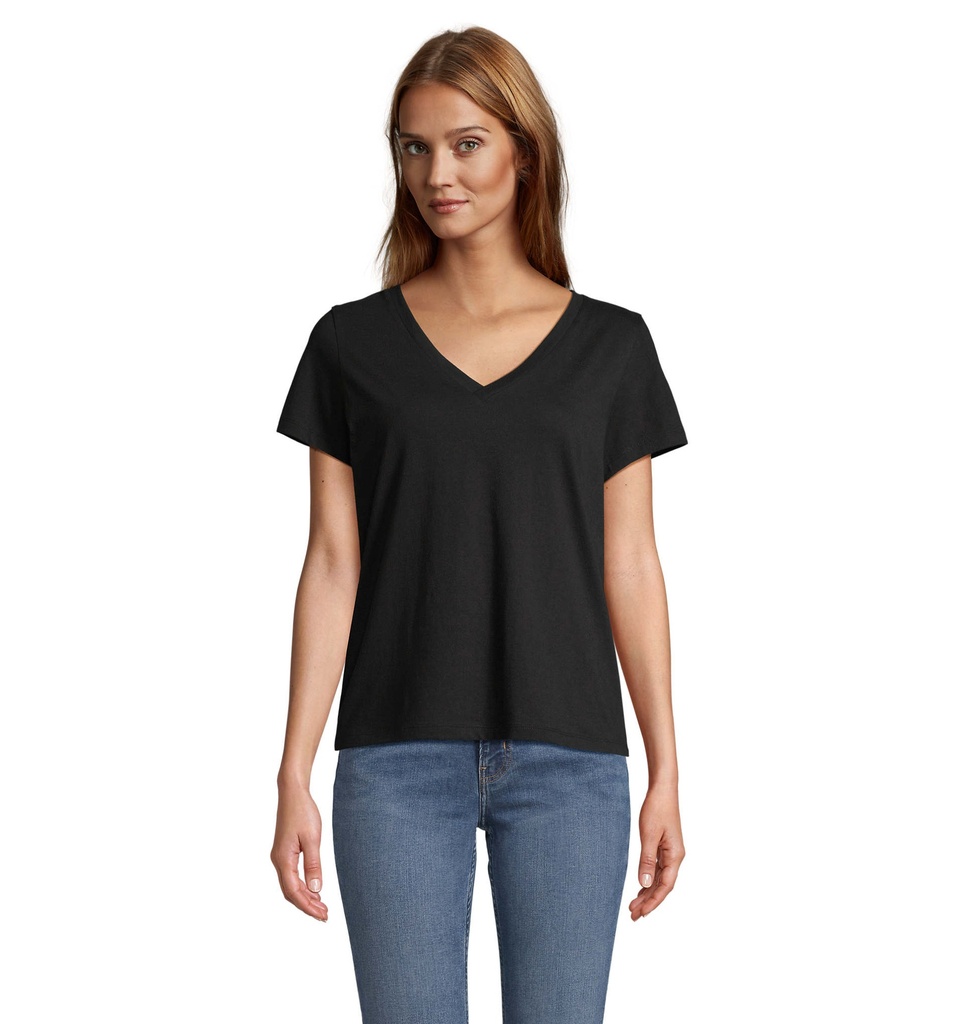 REGENT V T-SHIRT WOMEN - Deep Black