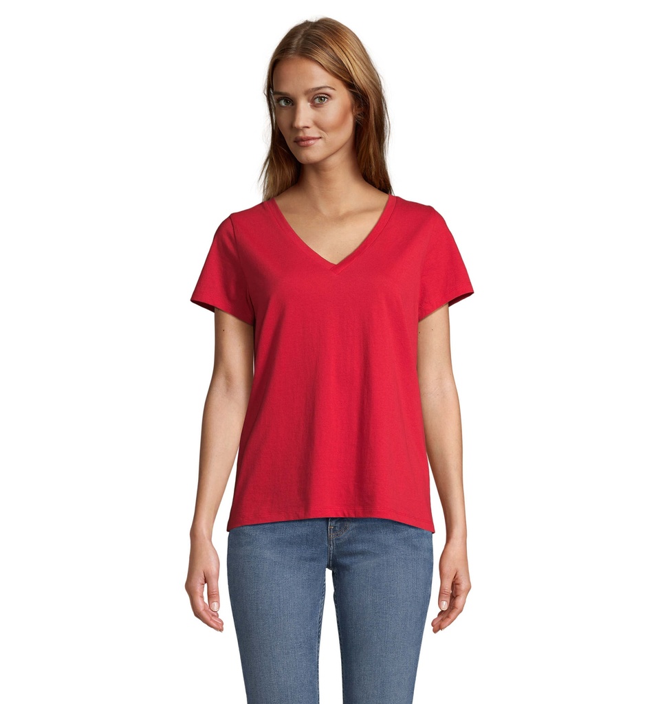 REGENT V T-SHIRT WOMEN S04766-RD - Czerwony