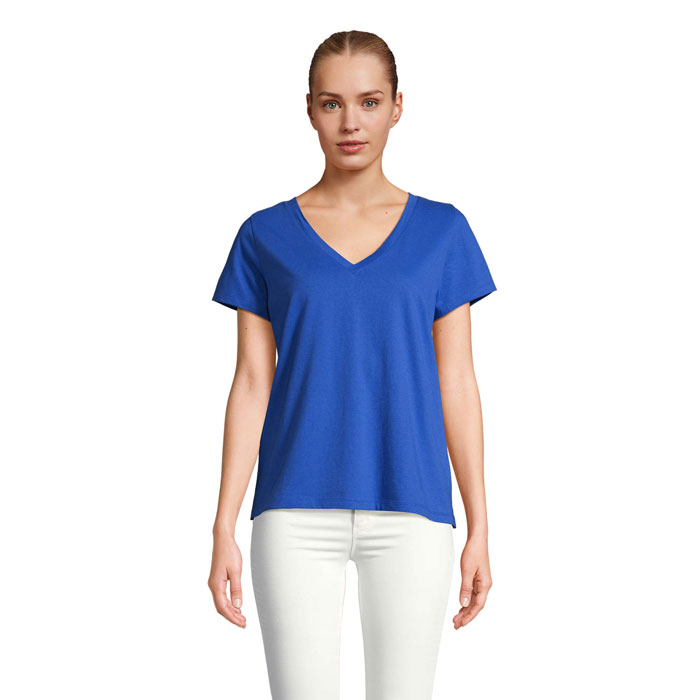REGENT V T-SHIRT WOMEN S04766-RB - Niebieski
