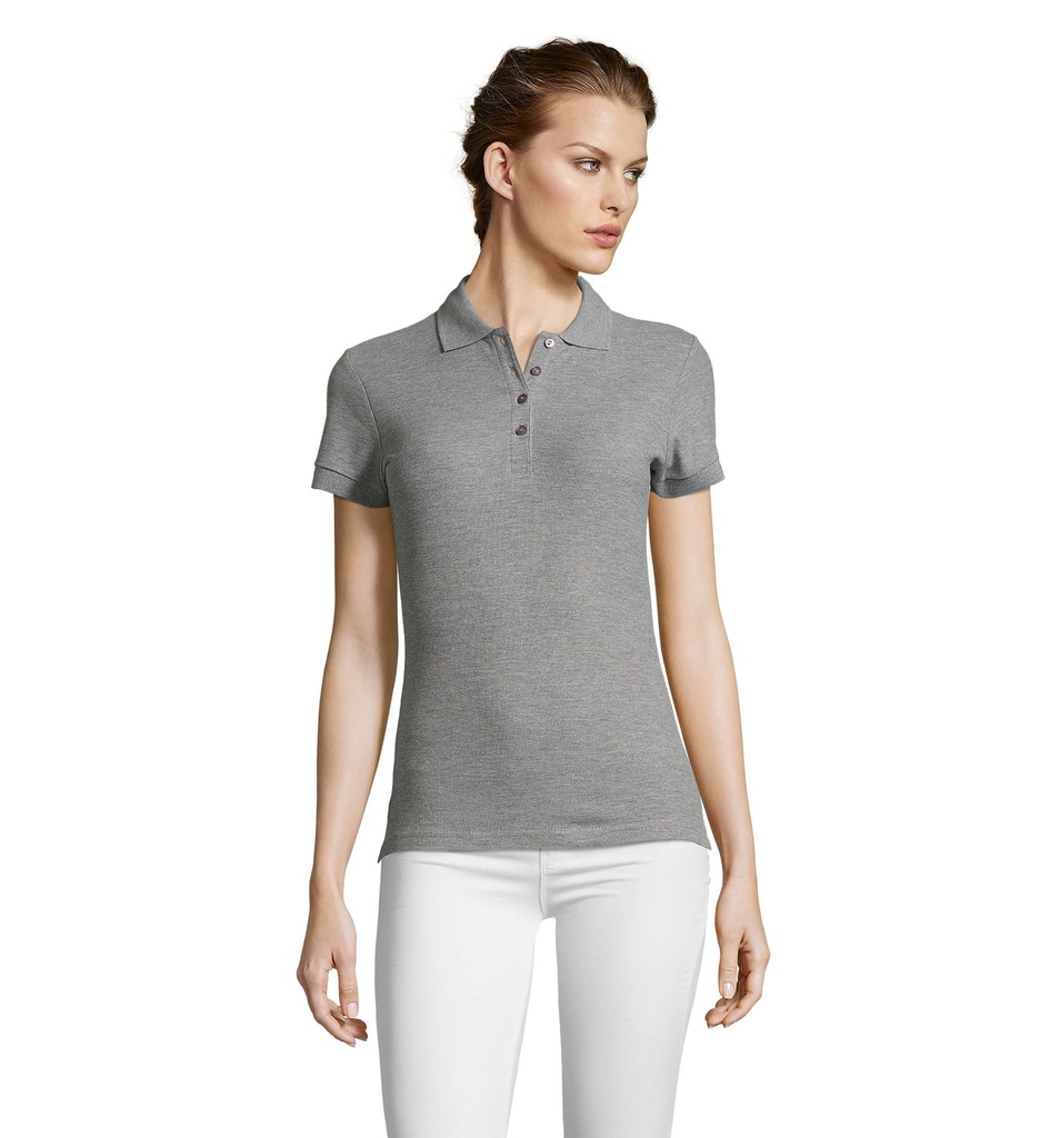 PEOPLE Damskie POLO 210g S11310-GY - Szary Melanz 2