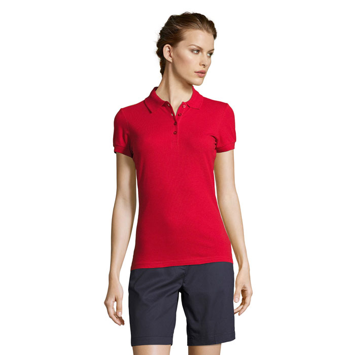PEOPLE Damskie POLO 210g S11310-RD - Czerwony