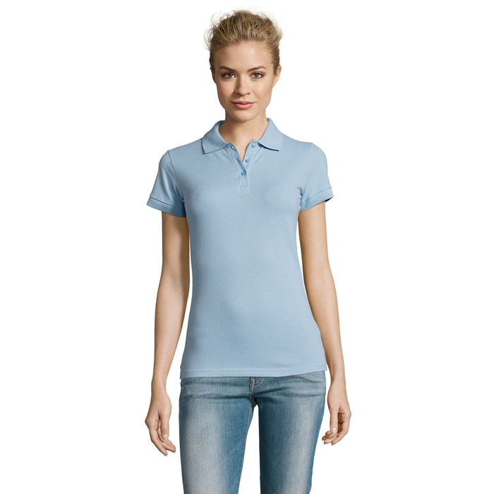 PERFECT Damskie POLO 180g - Sky Blue Pique