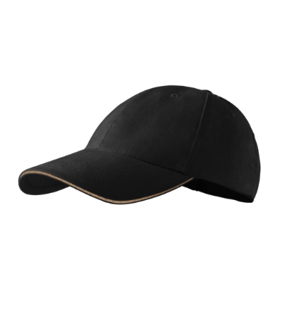 Czapka unisex Malfini Sandwich 6P - Black
