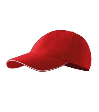 Czapka unisex Malfini Sandwich 6P - Czerwony