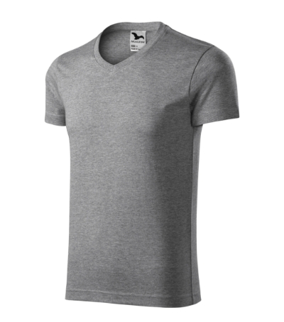 Koszulka meska Malfini Slim Fit V-neck M146 - ciemnoszary melanz