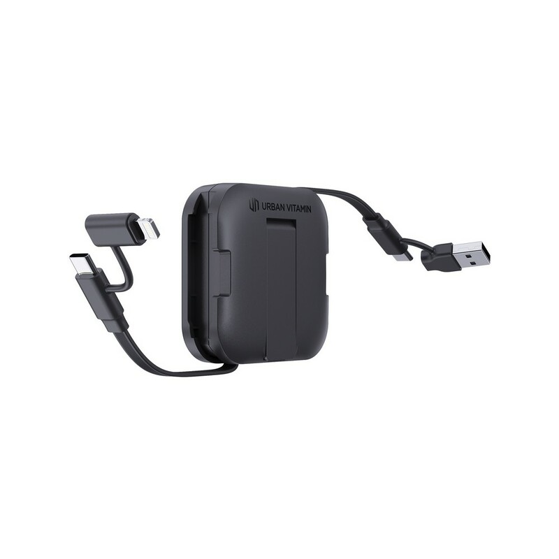 Zwijany kabel do ladowania, stojak na telefon Urban Vitamin San Jose P302.7201 - czarny