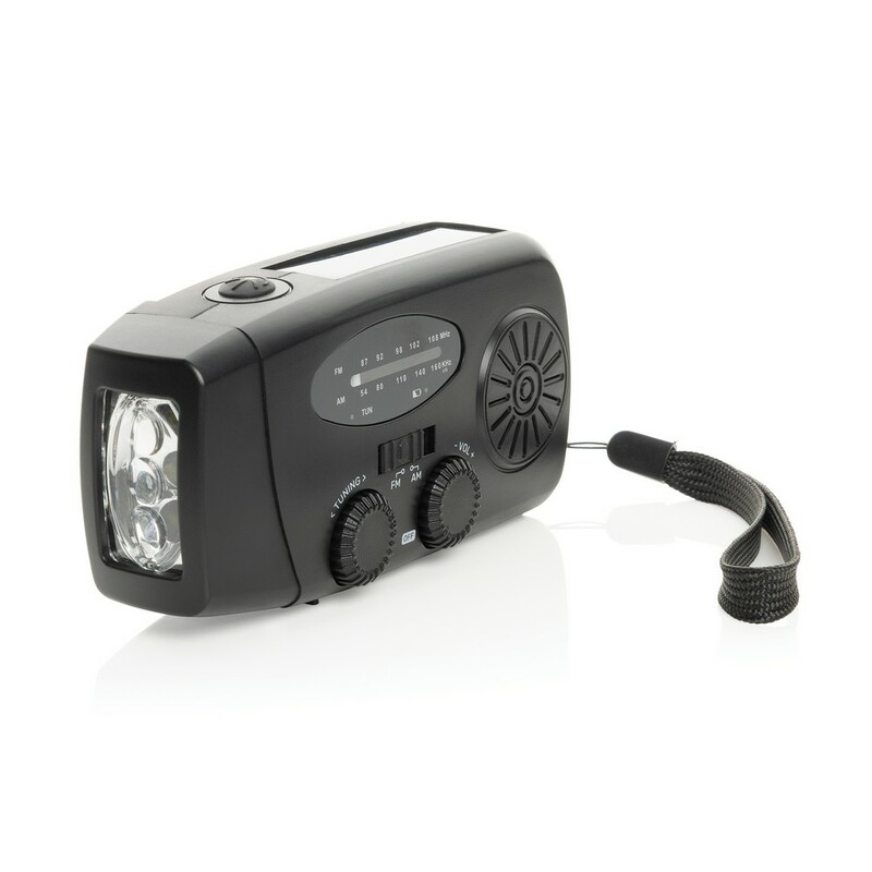 Radio survivalowe AM/FM, power bank 1800 mAh, latarka RescueWave P326.4301 - czarny