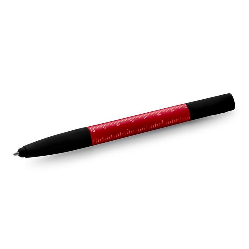 Dlugopis wielofunkcyjny, czyscik do ekranu, linijka, stojak na telefon, touch pen, srubokrety V1849/A-05 - czerwony