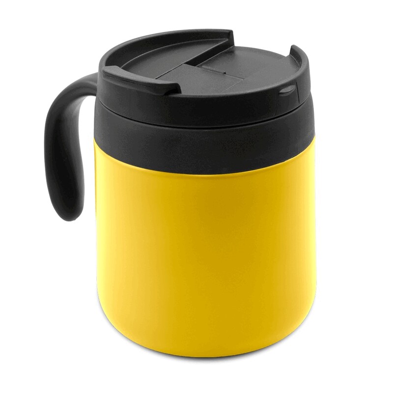 Kubek termiczny 400 ml z raczka | Wyatt V4838-08 - zolty