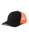 Czapka z Daszkiem Trucker Bawelna Organiczna Recykling Poliester AT535 - Black & Orange Fluo