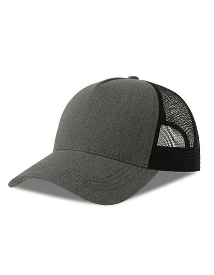 Czapka z Daszkiem Trucker Bawelna Organiczna Recykling Poliester AT535 - Grey Melange & Black