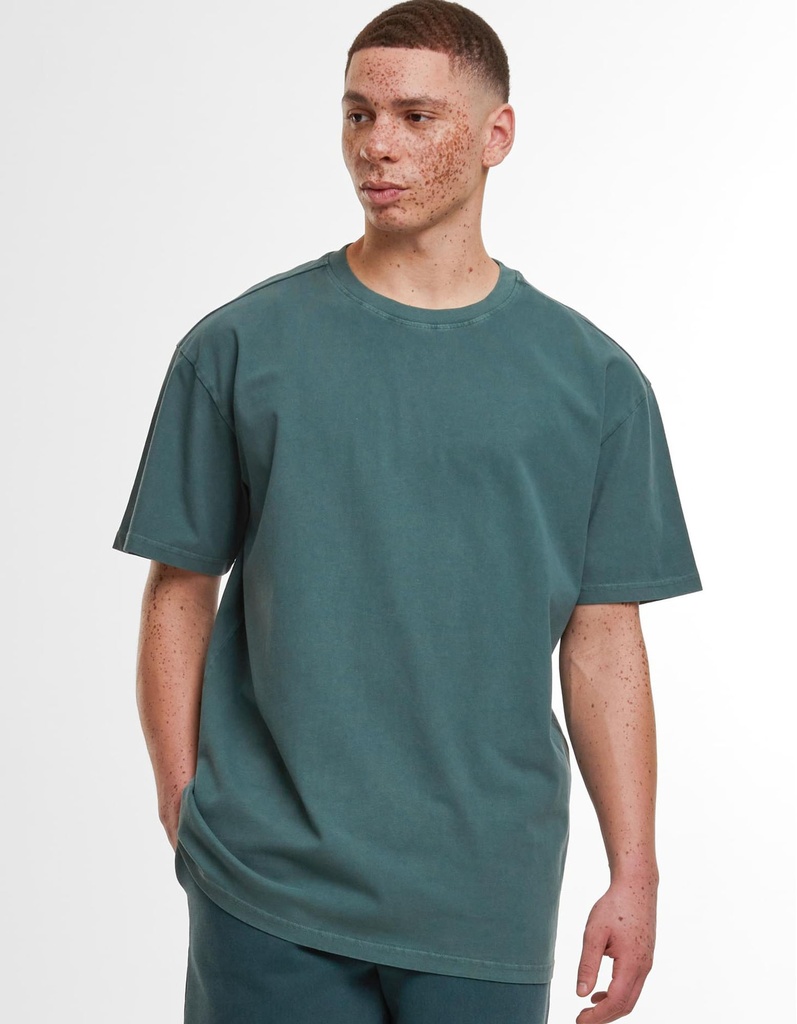 T-shirt Oversize Bawełniany Acid Wash BY189 - Bottle Green