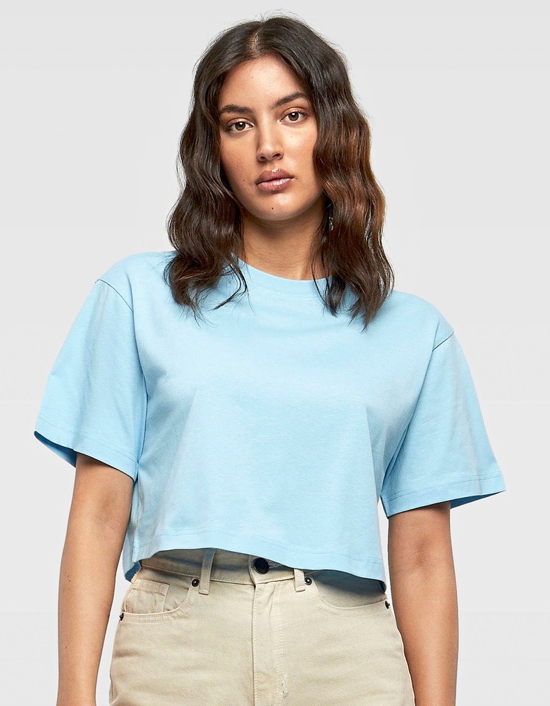 T-shirt Damski Krótki Oversize Bawełniany BY264 - Soft Pink