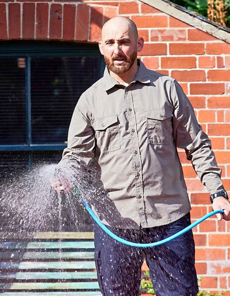 Koszula Męska Klasyczna Bawełna Poliester Recykling Ochrona UV CES001 - Dark Cedar Green