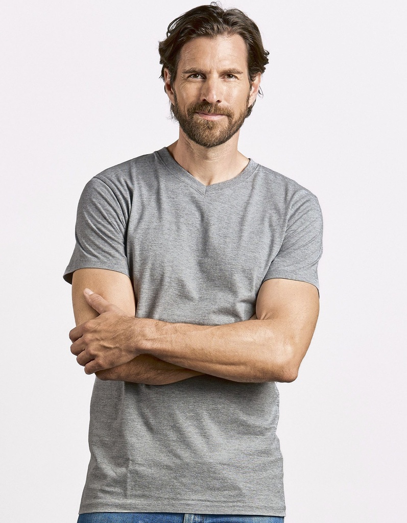 T-shirt Męski V-neck Klasyczny Bawełniany E3025 - Charcoal (Solid)