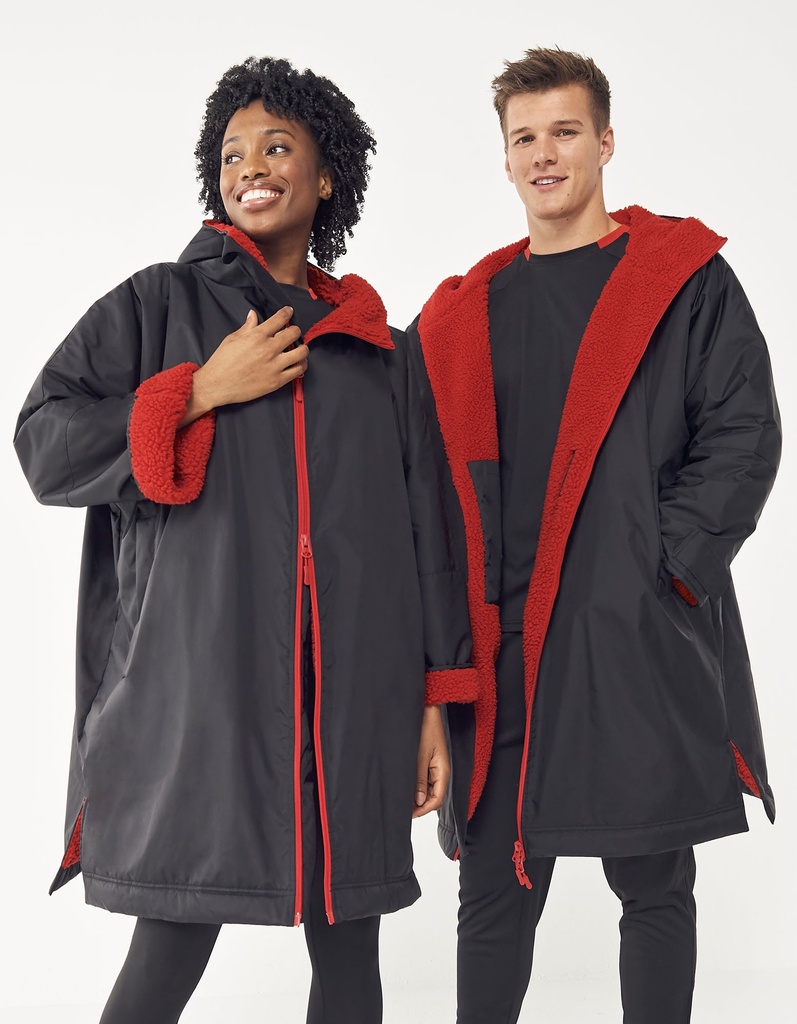 Plaszcz Oversize Wodoodporny Polar FH690 - Black & Red
