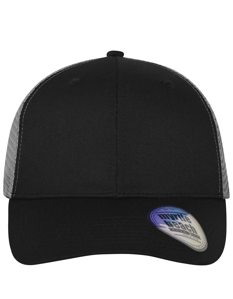 Czapka 6-panelowa Siateczkowa MB6239 - Black & Black & Dark Grey