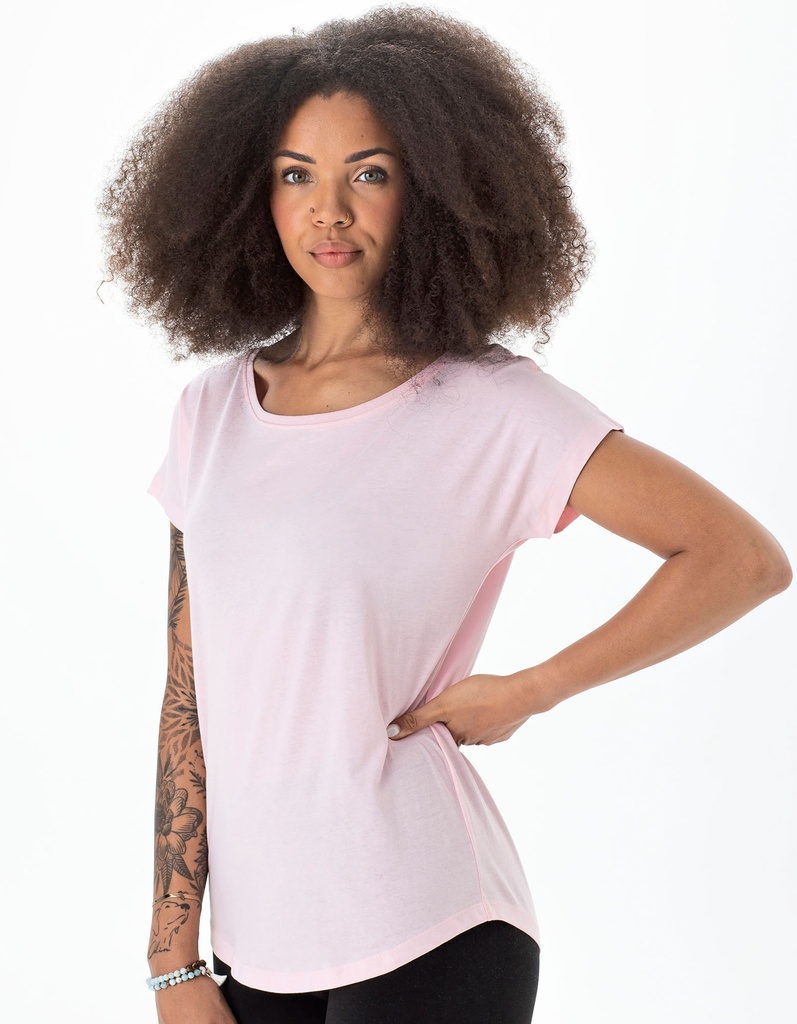 T-shirt Damski Oversize Bawełna Czesana P91 - Soft Pink