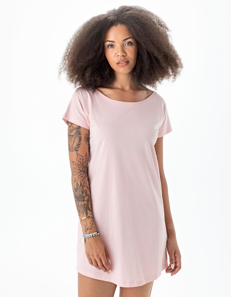 Sukienka T-shirt Dluga Bawelna Organiczna P99 - Soft Pink