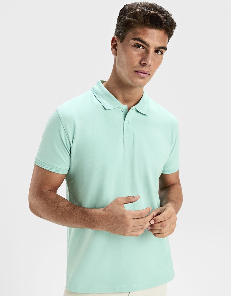 Koszulka Polo Męska Pique Bawełna Elastan RY6441 - Angora Natural 229