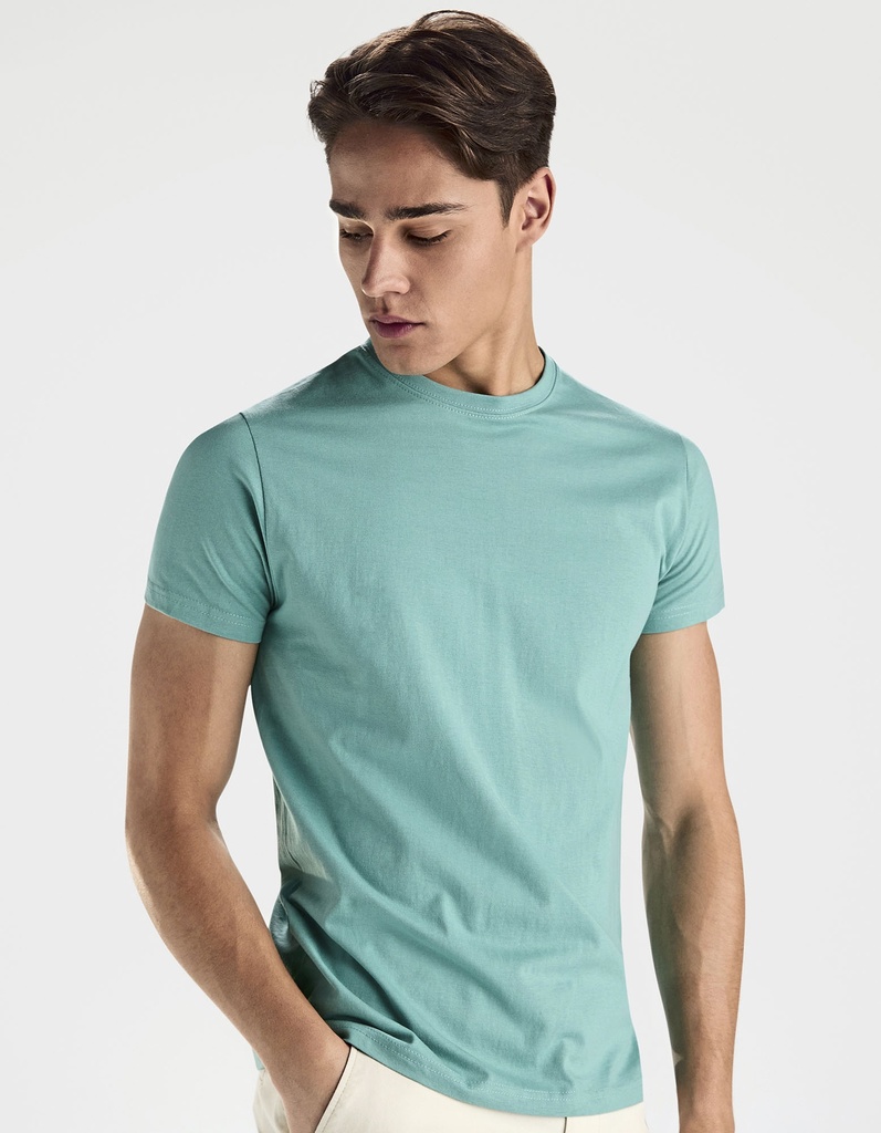 T-Shirt Męski Bez Szwów Bocznych Bawełniany RY6681 - Laurel Green 275