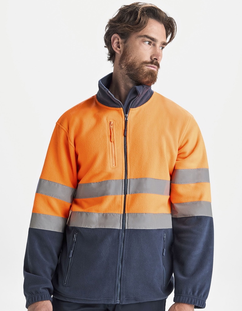 Bluza Mikropolar Odblaskowa Wiatroodporna RY9305 - Red 60 & Fluor Yellow 221