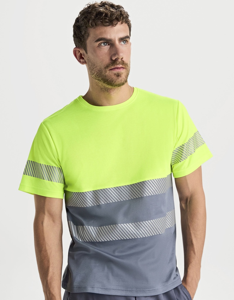 Koszulka Krotki Rekaw Odblaskowa RY9317 - Red 60 & Fluor Yellow 221