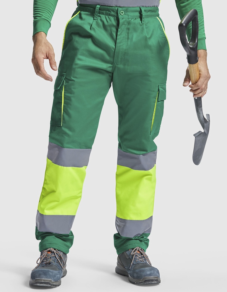 Spodnie Robocze Dlugie z Podszewka Odblaskowe HiVis RY9321 - Red 60 & Fluor Yellow 221