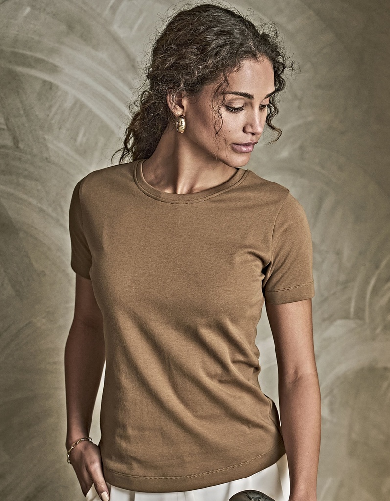 T-shirt Damski Slim Interlock Bawelna Organiczna TJ580N - Cement