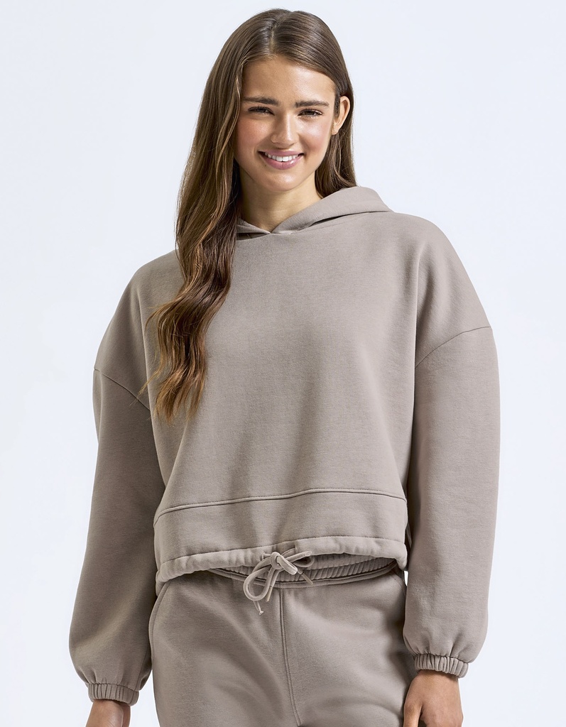 Bluza Damska Oversize Krotka Bawelniana TR085 - Stone