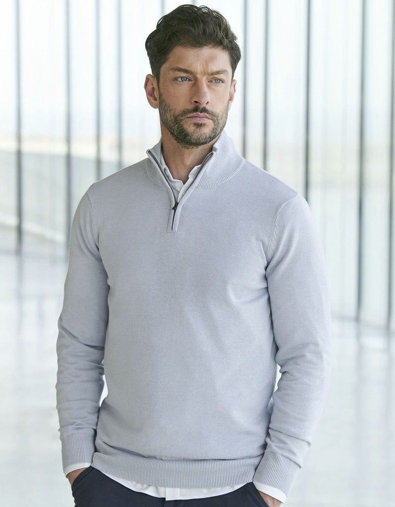 Sweter Meski z Zamkiem 1 4 Bawelna Akryl W729 - Light Heather