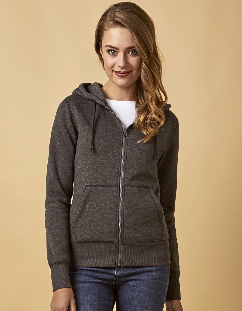 Bluza Damska Slim Bawelniana z Kapturem na Zamek XO1751 - Charcoal