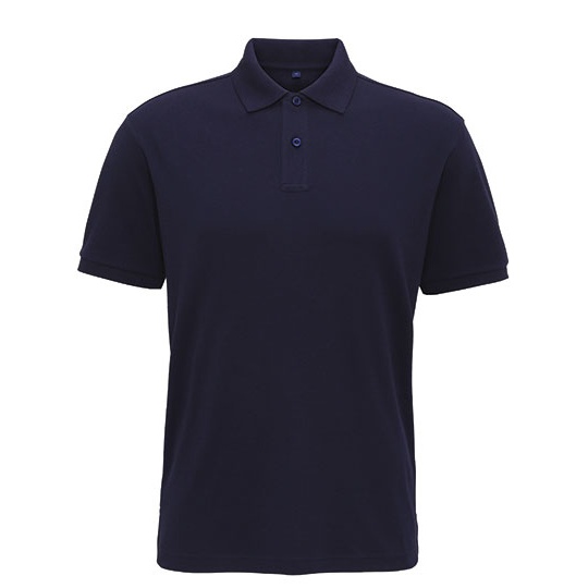 Męskie gładkie polo z krótkim rękawem AQ005 - Navy