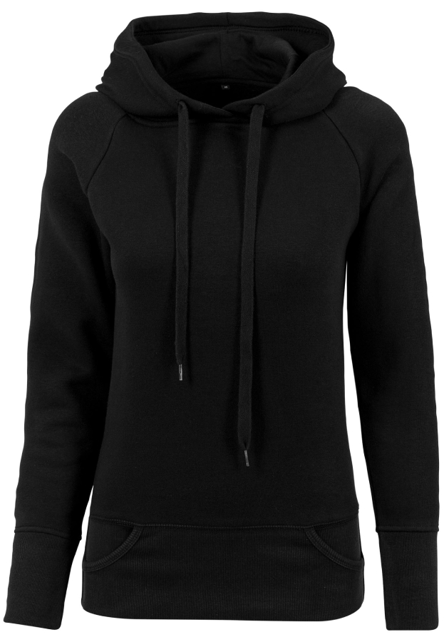 Bluza Damska Z Kapturem Czesana Od Wewnatrz BY043 - Black