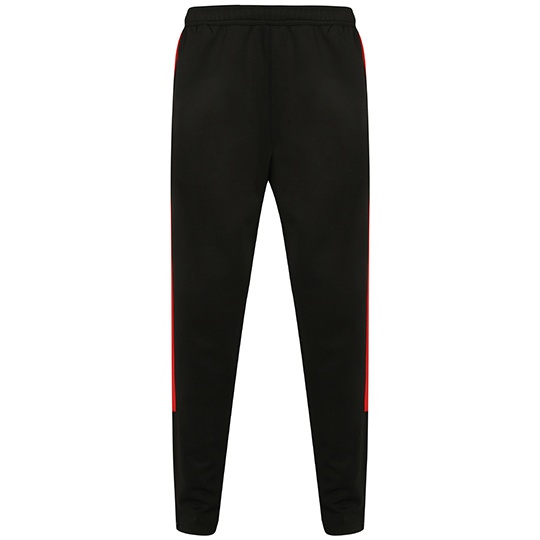 Spodnie Meskie Slim Dziane Poliester FH881 - Black & Red