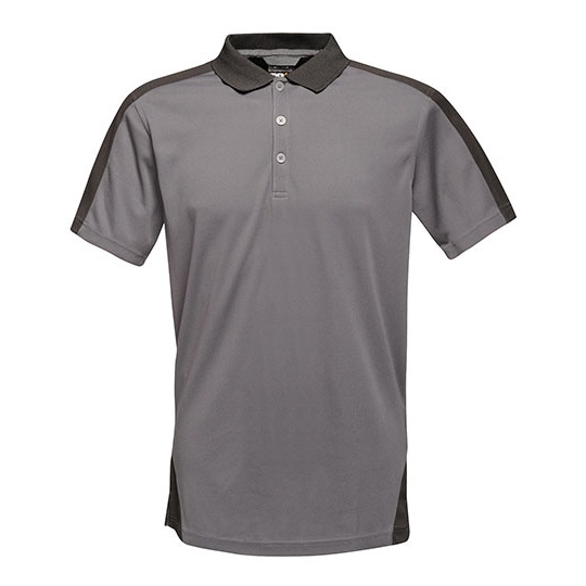 Koszulka Polo Meska Szybkoschnaca Poliestrowa RG1740 - Black & Seal Grey (Solid)