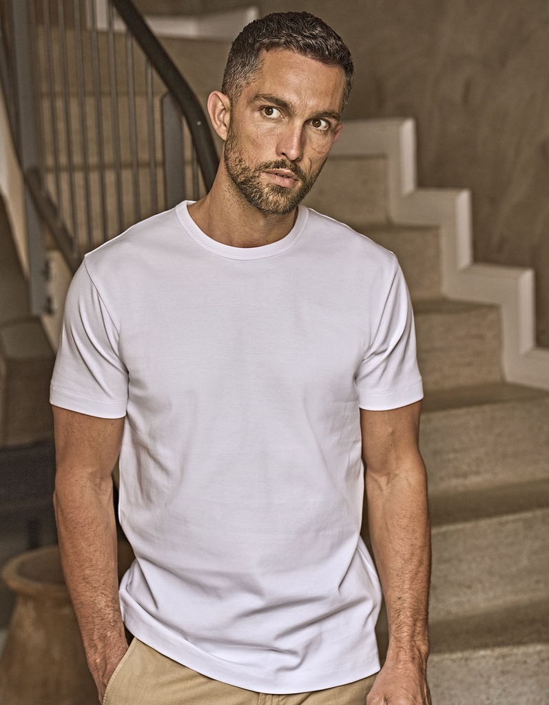 T-shirt Meski Slim Bawelna Organiczna Interlock TJ520 - Cement
