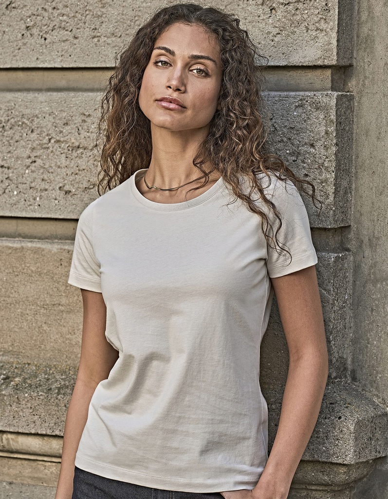 T-shirt Damski Slim Bawelna Czesana TJ8050 - Sage