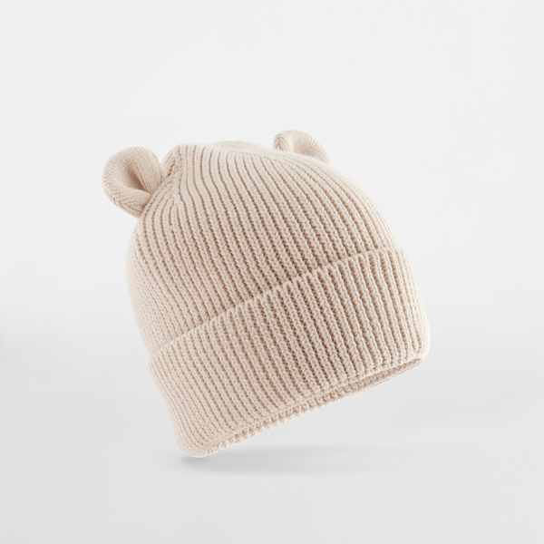 Czapka Dziecięca Beanie Bawełniana Z Uszami CB340A - Almond