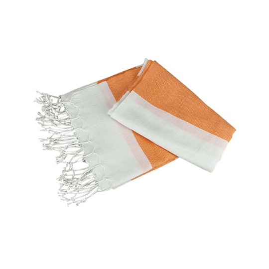 Ręcznik Hamam Bawełniany AR058 - White & Bright Orange
